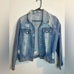 Distressed Denim Jacket, Jean jacket size large